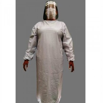 Avental de Vinil Frontal Branco c/ elástico nas costas e punhos.